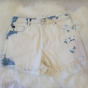 Kancan Stylish White and Blue Women's Denim Shorts